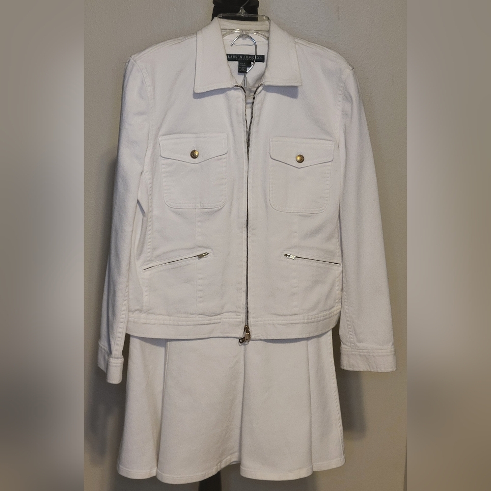 Ralph Lauren White Jean Jacket and Skirt Set for Women